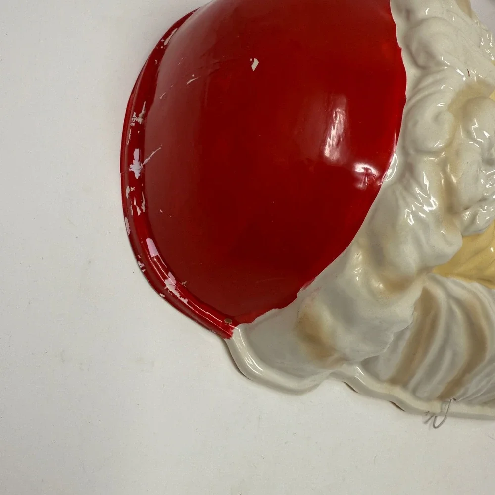 Vintage‎ Plastic Santa Claus Face Mask Thin Plastic Large 12x9x6 Lot of 2